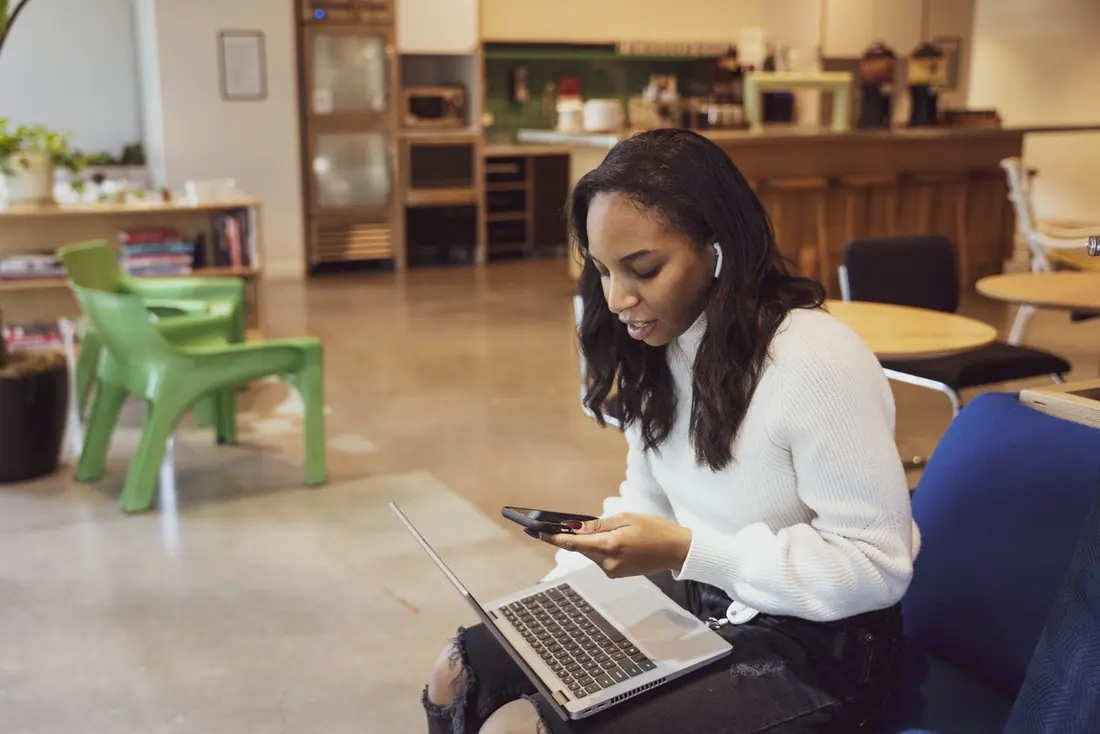 Working from a laptop in a shared office